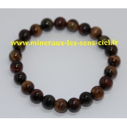 Bracelet boules 8mm - 3 oeils - Tigre - Faucon - Taureau