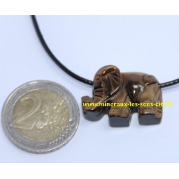 Pendentif Elephant en Oeil de Tigre