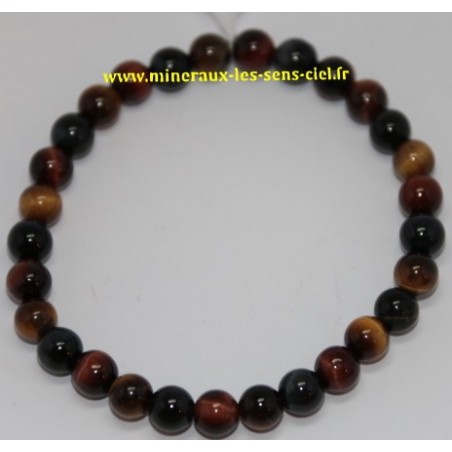 Bracelet De Protection En Oeil De Tigre – Boules 6 Mm – Pierre Naturelle – Neuf Avec étiquettes