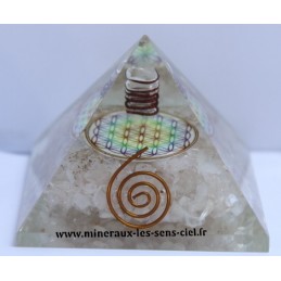 Pyramide Orgonite - Fleur de vie - Cristal de roche 160gr