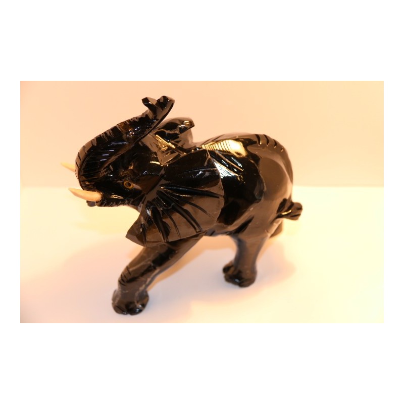 ELEPHANT EN SOAPSTONE NOIRE