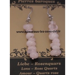 boucle d'Oreille Baroque Quartz Rose