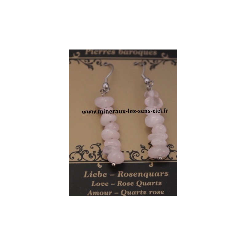 boucle d'Oreille Baroque Quartz Rose