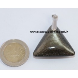 Pendentif Triangle Obsidienne Doré