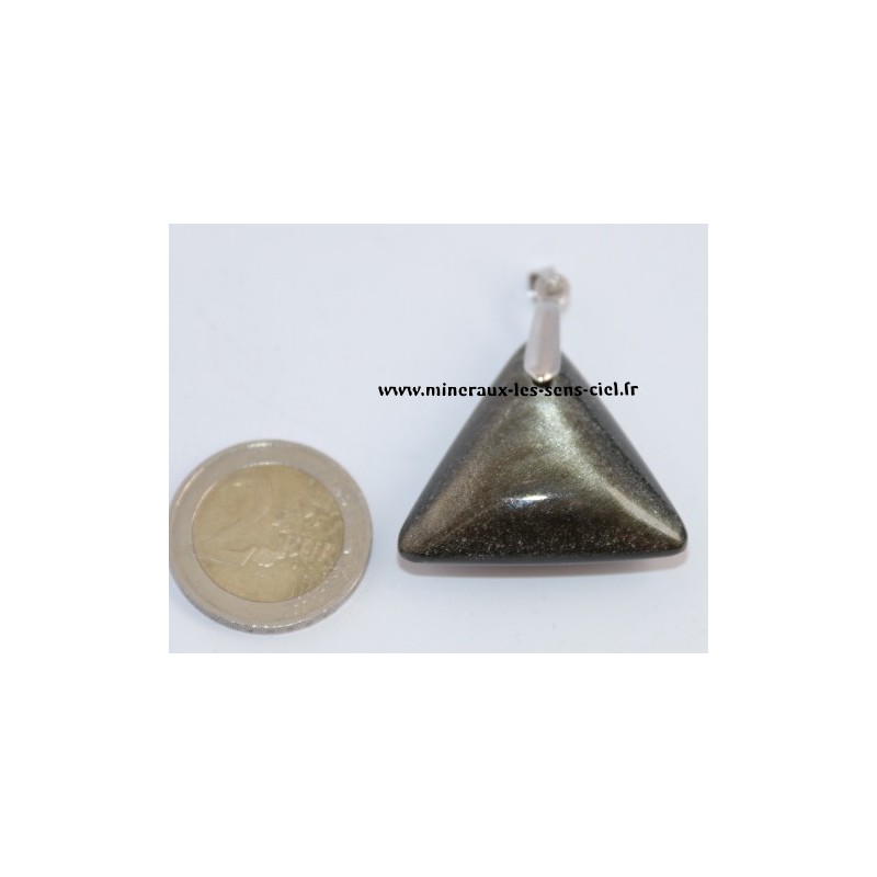 Pendentif Triangle Obsidienne Doré