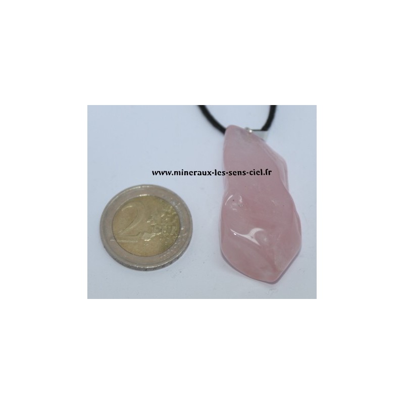 Pendentif Quartz rose Brut poli