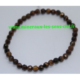 Bracelet Boules 4mm Facetter Oeil De Tigre