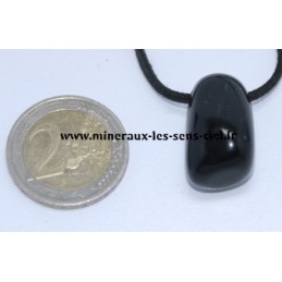 Pendentif Obsidienne Noire pierre roulée