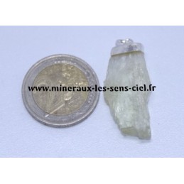 Pendentif Hiddénite (Kunzite verte) sur argent