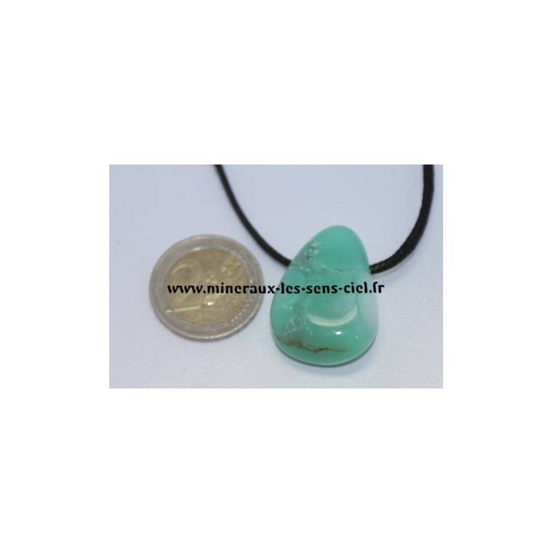 Pendentif Goutte Chrysoprase pierre roulée