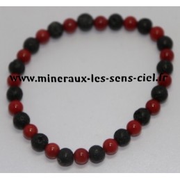 Bracelet Boules 6mm Lave et Corail