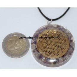 Pendentif orgonite fleur de vie - Minéraux et Cristaux