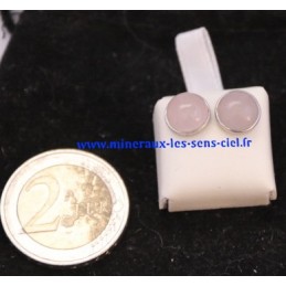 Boucle d'Oreille  Argent Cabochon Quartz Rose