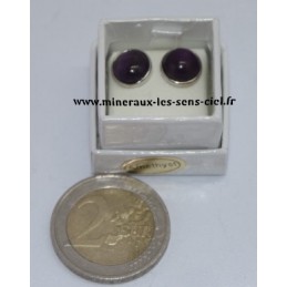 Puce d'Oreille Argent Cabochon 8mm Améthyste