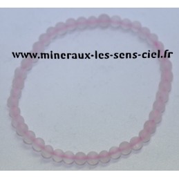 Bracelet Boules 4mm Quartz Rose Mat