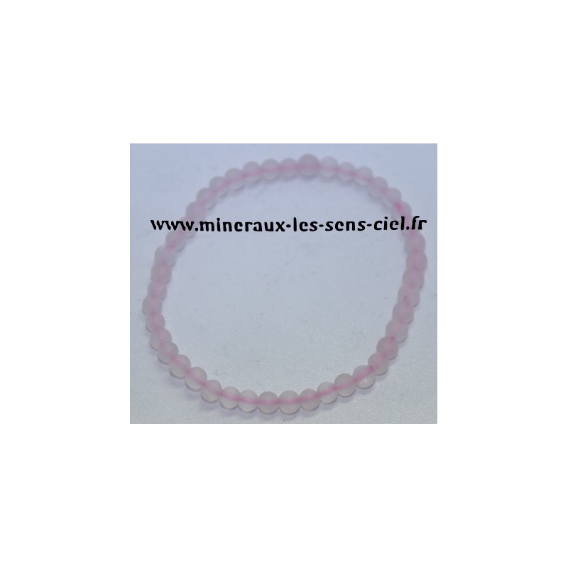 Bracelet Boules 4mm Quartz Rose Mat