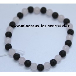 Bracelet Boules 6mm Quartz Rose et Lave