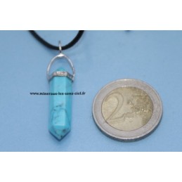 Pendentif Biterminé Howlite Bleue 