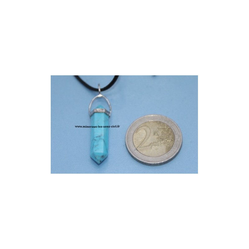 Pendentif Biterminé Howlite Bleue 