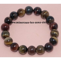 Bracelet Boules 10mm 3 oeils - Tigre - Faucon - Taureau