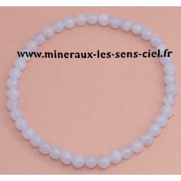 Bracelet Boules 4mm Calcédoine Bleue