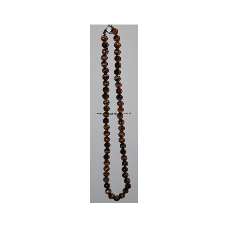 Collier Boules 8mn Oeil de Tigre 50 cm