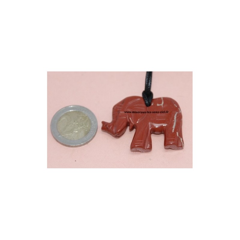 Pendentif Eléphant Jaspe Rouge