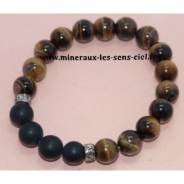 Bracelet Boules 8mm Oeil de Tigre - Lave