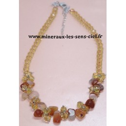 Collier Cornaline Facette 42cm