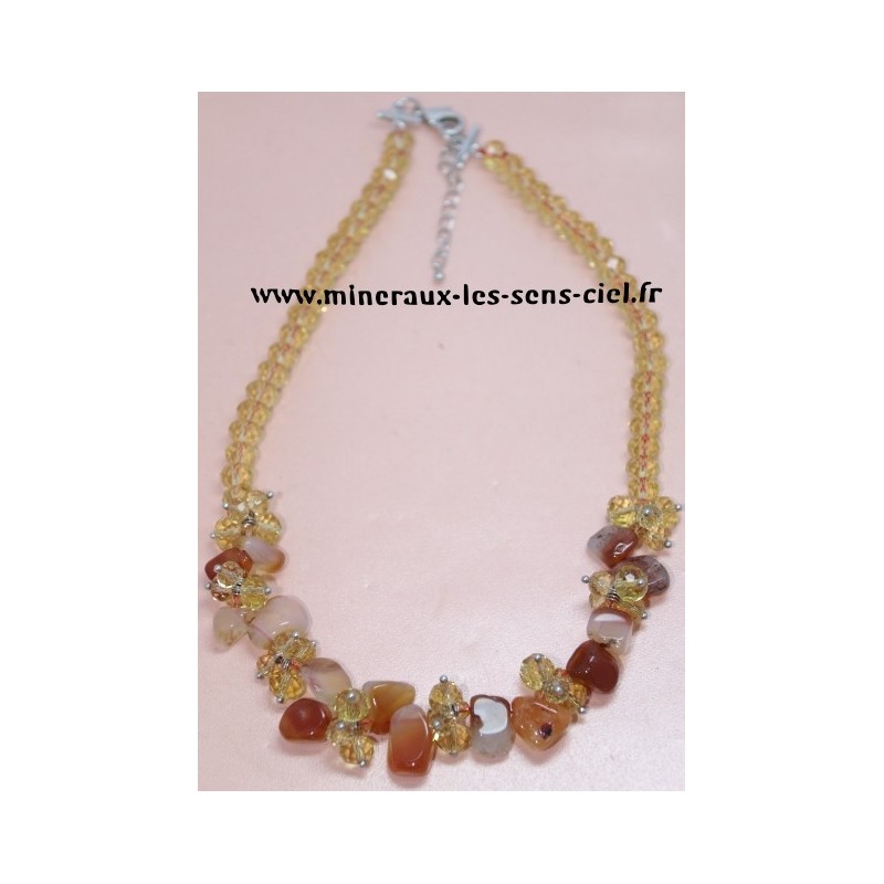 Collier Cornaline Facette 42cm