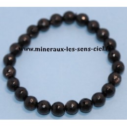 Bracelet Boules Facetté 8mm Mica Noir 