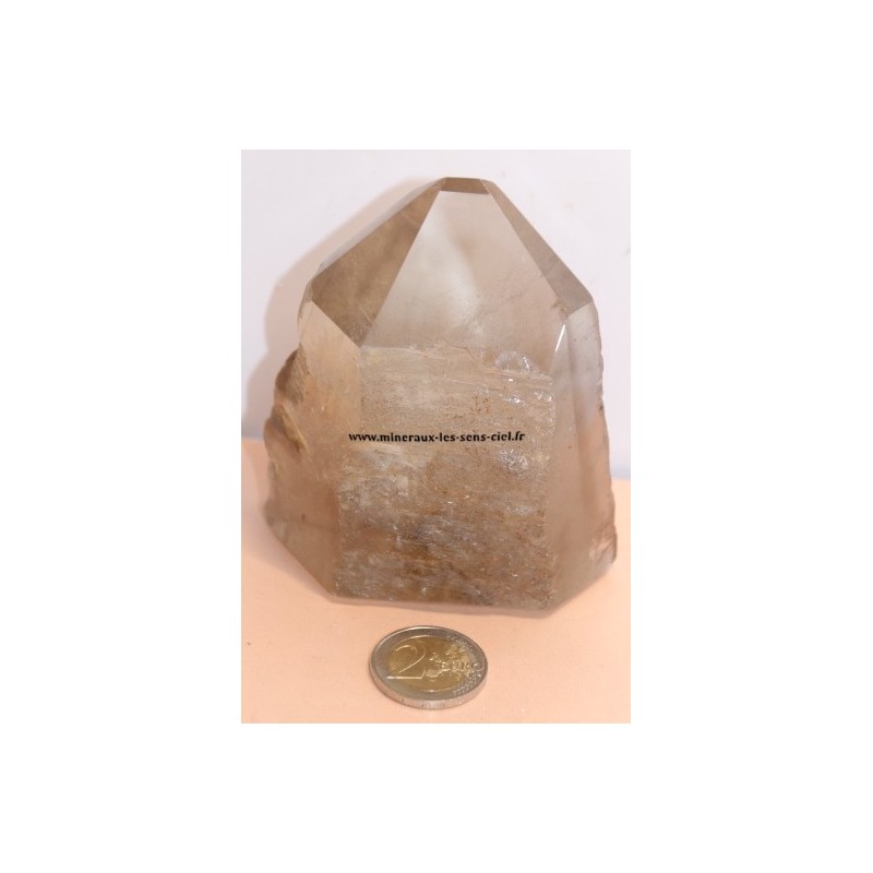 Pointe Quartz Fumé brute poli 470gr