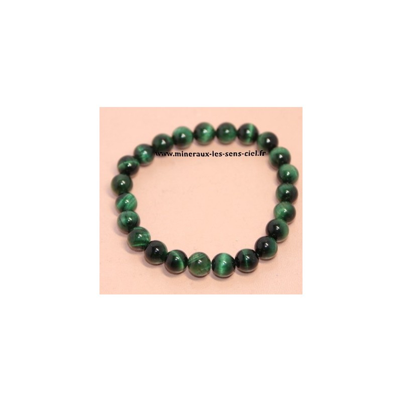 Bracelet Boules 8mm Oeil de Tigre  Vert