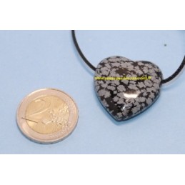 Pendentif Coeur Obsidienne Flocon de Neige