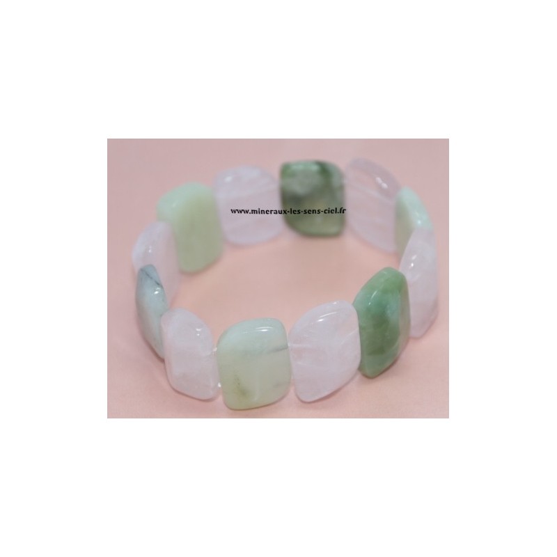 Bracelet Large Jade - Quartz Rose - Serpentine