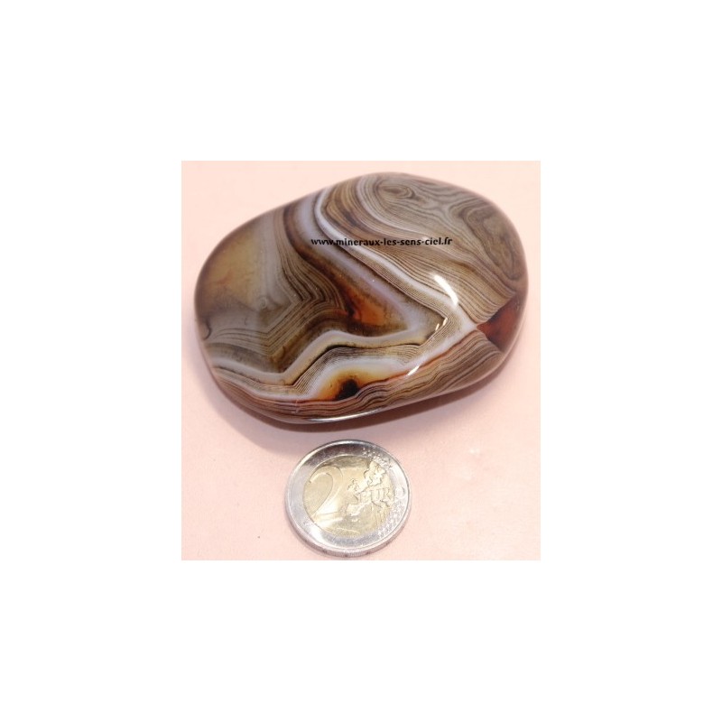 Agate Bariolée galet pierre roulée 140gr