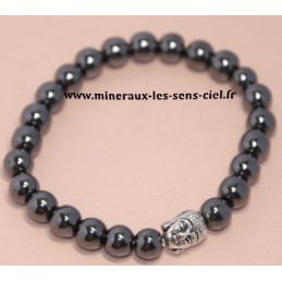 Bracelet Boules 8mm Hématite et Bouddha