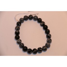 Bracelets Boules 8mm Obsidiennes Flocons de neige