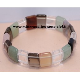 bracelet plaquette pierres assorties multicolores