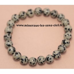 Bracelet Boules 8mm pierre Jaspe Dalmatien