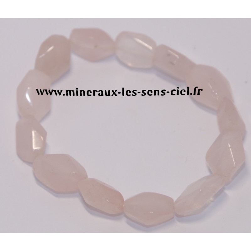 bracelet facetter nuggets- pierre-quartz rose