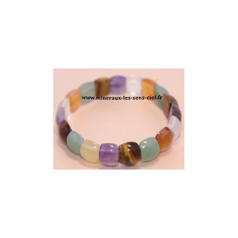 Bracelet plaquettes multi-pierres