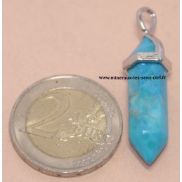 Pendentif pointe biterminé pierre howlite bleue