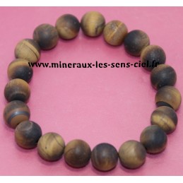 Bracelet Boules 10mm pierre oeil de tigre mat