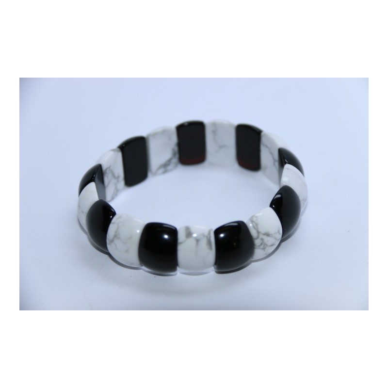 Bracelet Howlite Blanche et Onyx