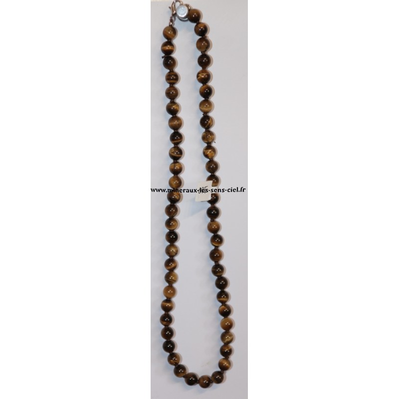 Collier Boules 8mm pierre Oeil de tigre 50cm