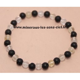 Bracelet boules 6mm pierre de lave et citrine