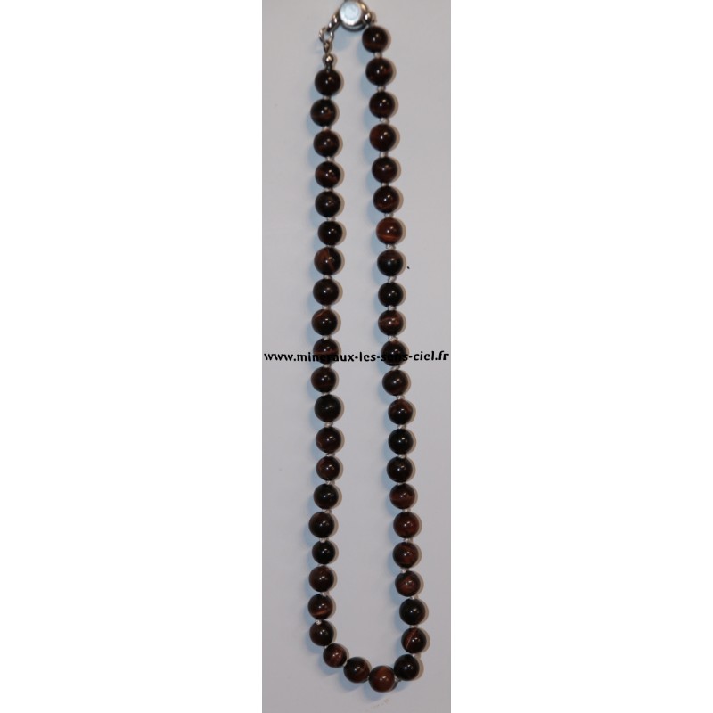 Collier boules 8mm pierre Oeil de Taureau