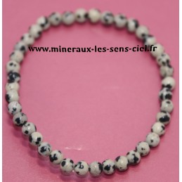 Bracelet boules 4mm pierre Jaspe Dalmatien