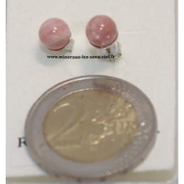 Puce d'Oreille pierre Rhodochrosite sur argent